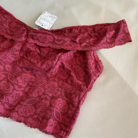 NWT Free People Lace Off the Shoulder Brami Bralette, Rouge (Marooon) - Picture 7 of 8